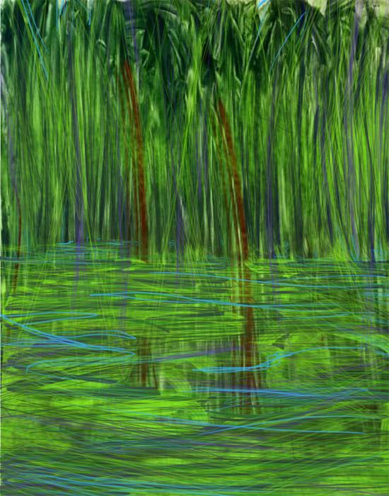 "Pond"  Digital acrylic painting with digital enhancement  10" x 8"
