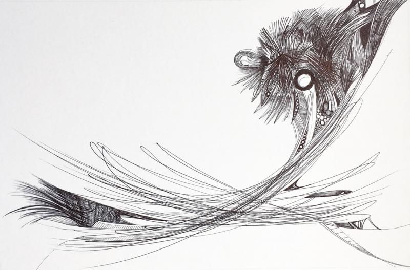 "Untitled  U"     Ball point pen drawing on paper    8.5" x 13.25”