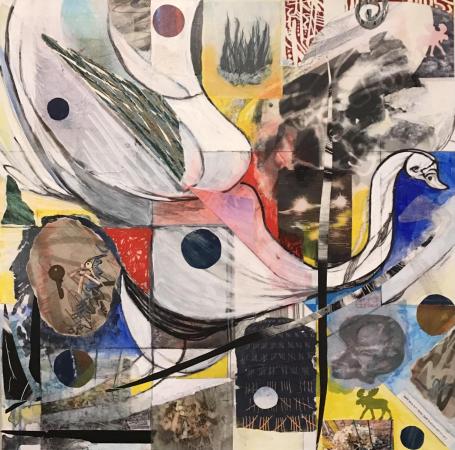 Absrtact Acrylic and Collage Painting,   24' x 24'